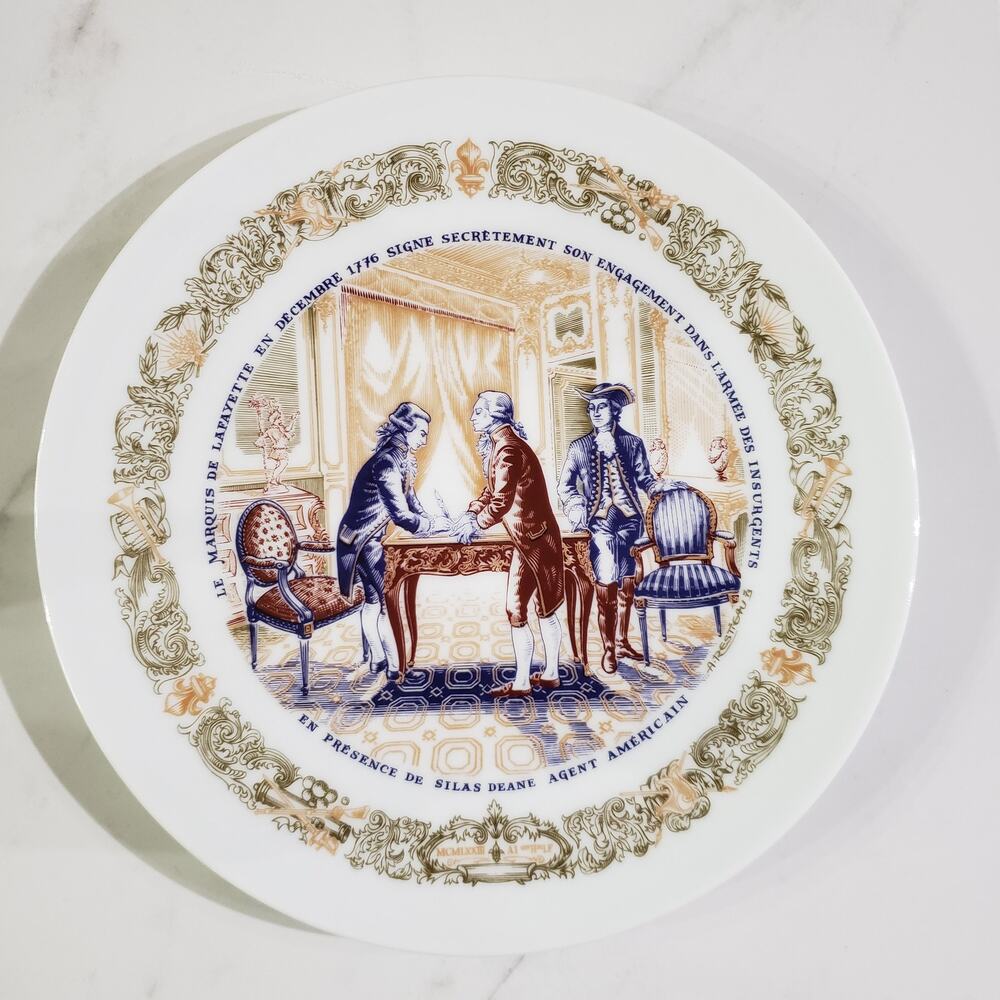 D'Arceau Limoges France Collectors Plate Lafayette Legacy Secret Contract Plate